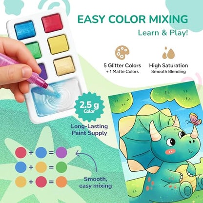 JoyCat 2 Pack Pocket Paint with Water Coloring Books for Kids, Art & Craft Activity Toy Set, Creative Travel & Home Painting Kit, Gifts for Girls & Boys Ages 3-8 (Magical Pony & Dinosaurs) - style: 2 Pack - Magical Pony & Dinosaurs