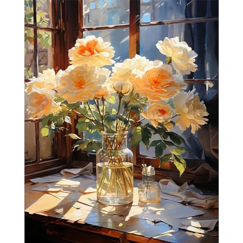 HITO Flower Paint by Number for Adults-Floral Paint by Numbers for Adults Beginner, Flowers Paint by Numbers for Gift Home Wall Decor (Flowers, 16x20 inch) - color: Flower