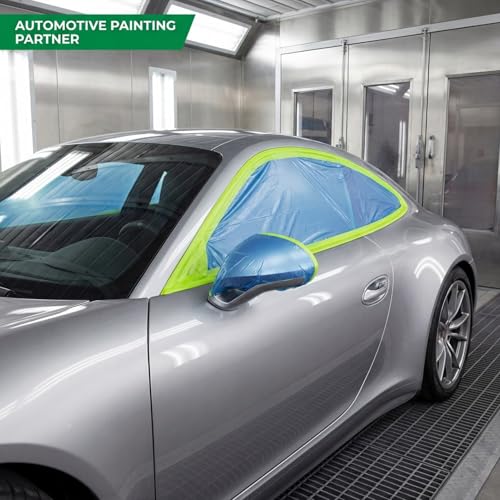 Tavira Pre - Taped Masking Film for Painting, 22 inch x 66 feet x 4 Rolls Painters Plastic Sheeting with Automotive Paint Tape and Drape for Covering Cars, Walls, Furniture and Windows Protection