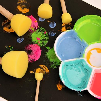 Round Sponges Brush Set Paint Sponge Wood Handle Foam Stencil Brushes Touch Up Painting Tools for Acrylic Craft Staining Varnishes 10pcs - color: A