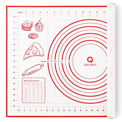 Silicone Pastry Baking Mat Dough - 16x24Inch Large Non Stick Slip Cookie Bread Rolling Mats Sheet, Kitchen Counter Kneading Cooking Board Pad Matt with Measurement for Pie Pizza Cookies Fondant Making - color: Red, size: 24"L x 16"W