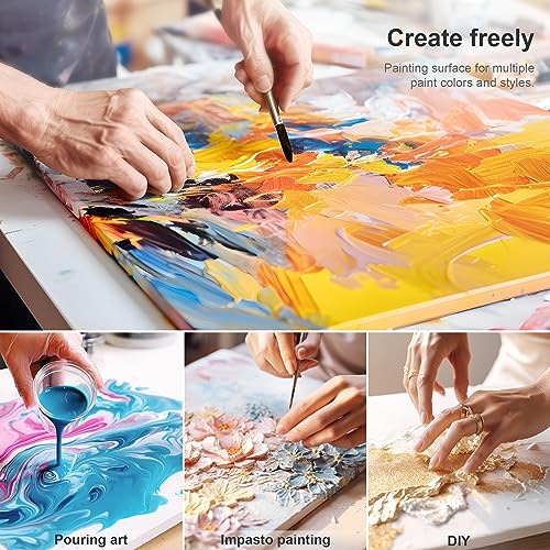 PHOENIX Skinny Stretched Canvas for Painting 3x9 Inch/9 Value Pack, 8 Oz Triple Primed, 5/8 Inch Profile, 100% Cotton White Blank Canvas, Rectangular Framed Canvas for Oil Acrylic & Pouring Art - size: 3"x9", style: Studio Set (8 Oz.)