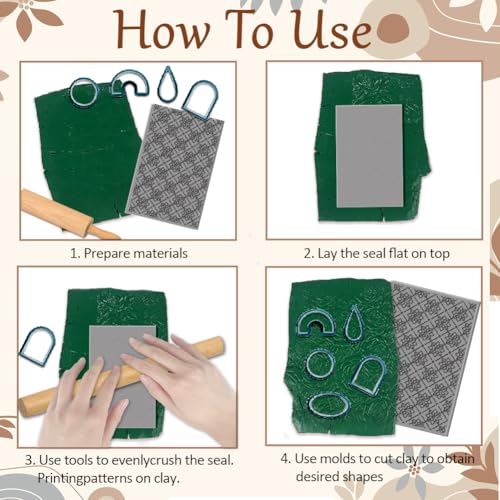 CHGCRAFT 4 Sheets Mandala Clay Texture Mat Artistic Plaid Flowers Polymer Clay Texture Sheets DIY Tools for Pottery Earring Jewelry Making Stamp Engraving Machines, 4x2.6inch - style: Mandala