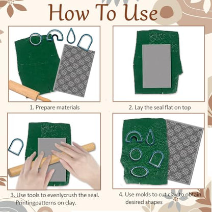 CHGCRAFT 4 Sheets Mandala Clay Texture Mat Artistic Plaid Flowers Polymer Clay Texture Sheets DIY Tools for Pottery Earring Jewelry Making Stamp Engraving Machines, 4x2.6inch - style: Mandala