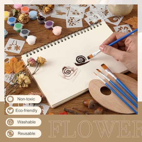 Fainne 100 Pcs Small Stencils for Crafts, 1.5 Inch Reusable Painting Stencils Painting Crafts Templates for Wood, Wall, Home Decor, Canvas, Fabric (Flower Bird Plants) - style: Flower Bird Plants
