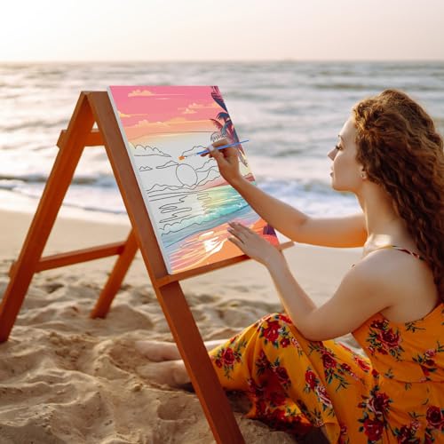 Zhanmai 72 Pcs 12 Sets Sip and Paint Kit Pre Drawn Canvas for Painting 8" x 10" Paint Party Canvas Painting Pre Printed Canvases for Party Favor DIY Virtual Adult's Date Night(Hawaii Landscape) - style: Beach Scenery