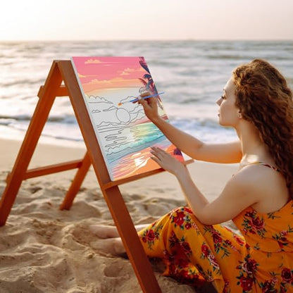 Zhanmai 72 Pcs 12 Sets Sip and Paint Kit Pre Drawn Canvas for Painting 8" x 10" Paint Party Canvas Painting Pre Printed Canvases for Party Favor DIY Virtual Adult's Date Night(Hawaii Landscape) - style: Beach Scenery