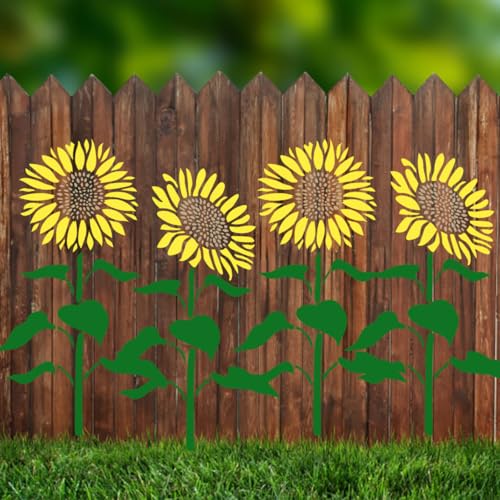 Large Flower Stencils for Wood Fence Sunflower Stencils for Painting Floral Stencil Templates for Walls Furniture Fabrics - style: Sunflower