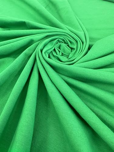 Cotton Jersey Spandex Fabric - Soft - Breathable - All Way Stretch Fabric - Medium Weight - Perfect Choice for Baby Grow, Tshirts, and Cotton Jersey Sheets - 58 Inches Wide - 1 Yard (Kelly Green) - color: Kelly Green