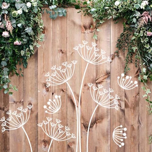 Large Flower Stencils for Fence Dandelion Stencil Floral Stencils for Outside Wood Fence Walls Furniture Fabrics - style: Dandelion