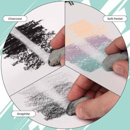 SoHo Urban Artist Kneaded Putty Eraser for Graphite Charcoal & Pastel, Single Standard White Eraser, Soft Flexible Drawing Tool for Blending Highlighting & Detail Work, PVC & Latex Free
