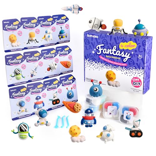 Both idea Air Dry Clay Kit, Space Theme | 12 Packs, Non-Toxic Kids Gift | School & Party: Perfect for classroom art activities, birthday party favors, creative family DIY, and holiday celebrations. - style: Space Odyssey