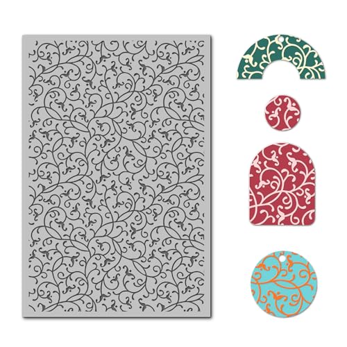 Swirls Polymer Clay Texture Mat for Earrings Jewelry Making, Filigree Flowers Clay Texture Sheets for Polymer Clay Projects Floral Stamps for Clay Earrings Tools