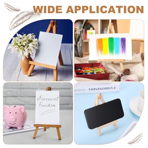 MECCANIXITY Mini Wood Display Easels, 19.3"x10.6"A-Frame Painting Tabletop Easels Holder Stand for Artists Beginners Displaying Small Canvases Art Photos Business Cards(Pack of 3, Wood Color) - size: 19.3"x10.6"
