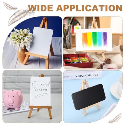 MECCANIXITY Mini Wood Display Easels, 15.7"x7.9"A-Frame Painting Tabletop Easels Holder Stand for Artists Beginners Displaying Small Canvases Art Photos Business Cards(Pack of 3, Wood Color) - size: 15.7"x7.9"
