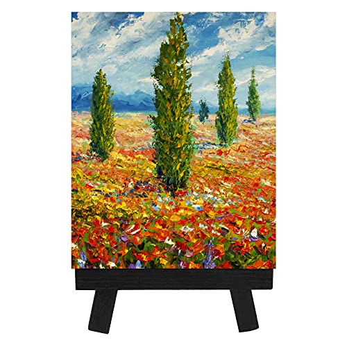 Chuangdi 12 Pieces 5 Inch Black Mini Wood Display Easel, Holder for Small Canvases, Cards, Photos, Notices, Etc - size: 5 Inch