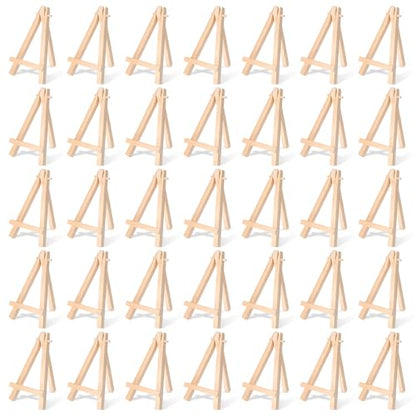 100 Pcs Mini Wood Display Easel Stands 5 Inch Small Wooden Canvas Easels A-Shaped Tripod Small Easels Arts Crafts Easels for Small Canvas Holder, Crafts, Signs, Photos, DIY Crafts, Home Decoration