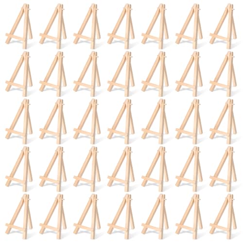100 Pcs Mini Wood Display Easel Stands 5 Inch Small Wooden Canvas Easels A-Shaped Tripod Small Easels Arts Crafts Easels for Small Canvas Holder, Crafts, Signs, Photos, DIY Crafts, Home Decoration