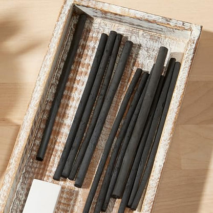 KINGART 12-Piece Willow Charcoal Sticks, Soft, Black Artist Vine Charcoal for Artists, Beginners, Students, Great for Sketching, Rendering, Drawing, Shading and Fine Art