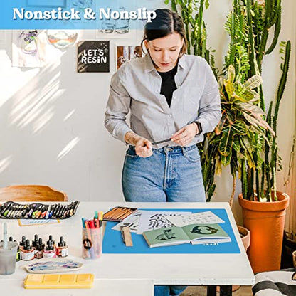 LET'S RESIN 3-in-1 Silicone Mat - 15.7" x 11.7" Nonstick & Nonslip Craft Mat, Heat-Resistant for Resin, Paint, Clay - size: 15.7" x 11.7"