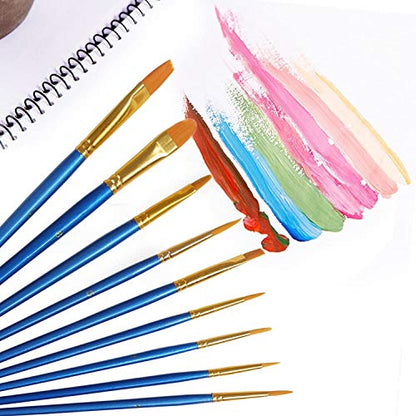 Acrylic Paint Brush Set, 5 Packs / 50 pcs Nylon Hair Brushes for All Purpose Oil Watercolor Painting Artist Professional Kits - size: 50pcs