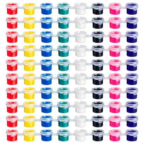 Mini Acrylic Paint Set,80pcs Acrylic Paint Strips for Kids Adults Art & Craft Painting,8 Colors Container Storage Paint Pots for Birthday Party Favors Home Classroom Easter Painting Supplies