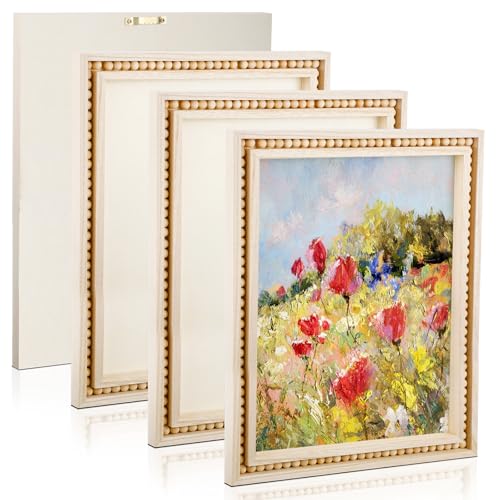 Wenqik 4 Pack Beaded Wood Canvas Panels Unfinished Wooden Blank Framed Signs Boho Style Panel Boards Square Plaques for DIY Crafts Painting Pouring Drawing Art Projects (12 x 9 Inch) - size: 12 x 9 Inch