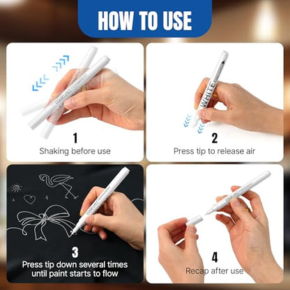 Gain-Art White Fabric Marker Pen, 0.7mm Fine Tip for Stain Cover on Clothes, DIY Art & Permanent Marking on Shoes/Leather - 2 Pack