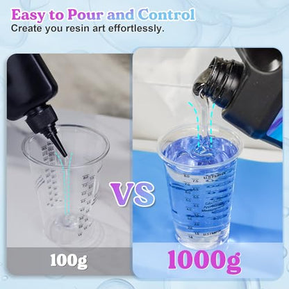 LET'S RESIN UV Resin, Upgraded 1,000g Crystal Clear UV Resin Hard, Low Odor Ultraviolet Epoxy Resin, UV Light Cure Solar Sunlight Activated Glue for Jewelry, Craft Decoration - size: 1000G UV RESIN