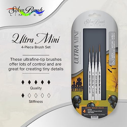 Silver Brush UMS-2445S Ultra Mini Detail Short Handle Brush Set, 4 Per Pack - color: Detail Set, size: 4 Pc