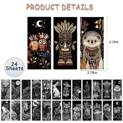 Scratch Art Bookmarks 24 Sheet Making Kit Paper - style: Animal Bookmark II