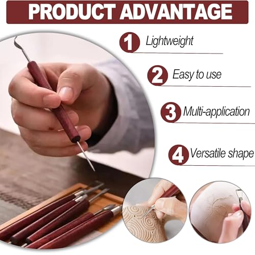 LINPHCEY 6-Piece Clay Sculpting Tools Set Perfect for Polymer Air Dry Modeling Clay Beginners & Professionals Ideal for DIY Pottery & Ceramics Tools for Clay Sculpting & Crafting