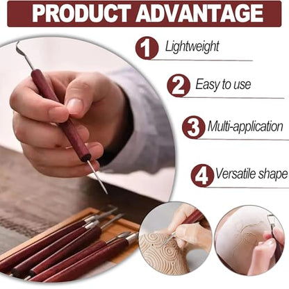 LINPHCEY 6-Piece Clay Sculpting Tools Set Perfect for Polymer Air Dry Modeling Clay Beginners & Professionals Ideal for DIY Pottery & Ceramics Tools for Clay Sculpting & Crafting