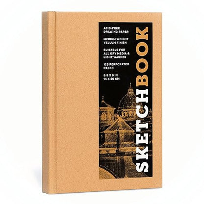 Sketchbook 5.5 x 8" Kraft Hardcover Mixed Media Sketchbook for Drawing: Acid-Free Quality Paper (128 pages) (Union Square & Co. Sketchbooks)