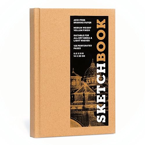 Sketchbook 5.5 x 8" Kraft Hardcover Mixed Media Sketchbook for Drawing: Acid-Free Quality Paper (128 pages) (Union Square & Co. Sketchbooks)