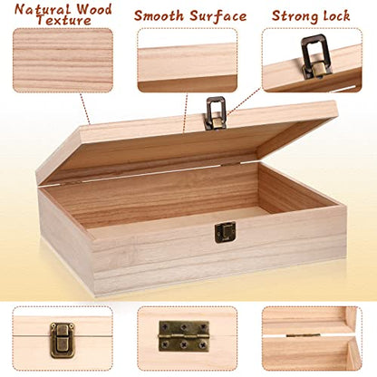 Yookeer 8 Pieces Unfinished Wooden Boxes with Hinged Lid Bulk Wood Box for Crafts Rectangle Keepsake Front Clasp Wooden Storage for Crafts Paint DIY Hobby Jewelry Arts, 6 x 3.7 x 2 Inch