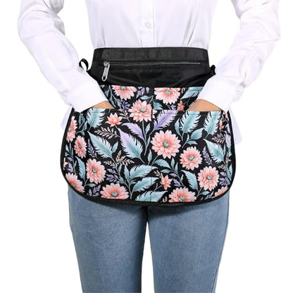 Barber Apron with 5 Pockets, Waterproof and Bleach-proof Hair Stylist Apron for Men and Women - color: Pink Flowers