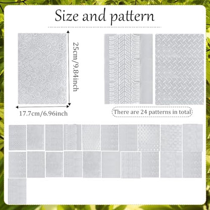 24 Pcs Polymer Clay Texture Sheets Boho Clay Fondant Texture Mats 17 x 25 Clay Texture Sheets for Pottery Earrings Jewelry Making