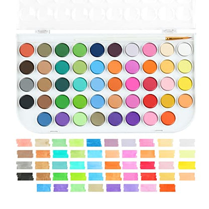 TRANSON 48 Colors Watercolor Paint Set with 4pcs Paint Brushes and 1pcs Water Brush Pen for Adults, Beginners and Artists
