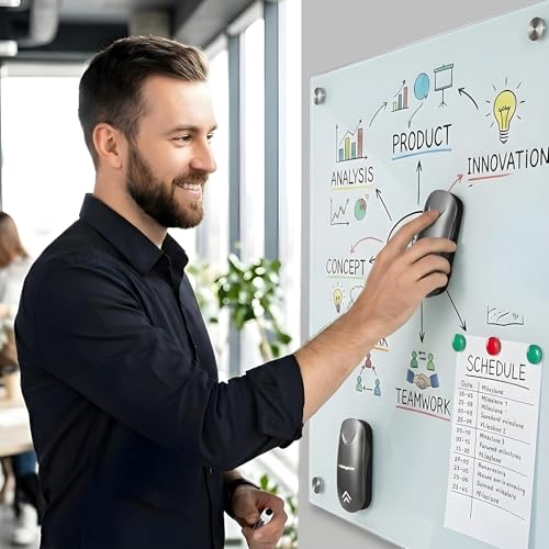 Wingwise Dry Erase Eraser, Magnetic White Board Eraser for Glass Whiteboards, Comfortable Grip, Strong Magnet, 4-Pack, 2 Black + 2 Gray - color: 4-pack/ 2 Black + 2 Gray