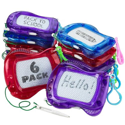 Bedwina Mini Magnetic Drawing Board for Kids - (Pack of 6) Backpack Keychain Clip Drawing Boards, Erasable Doodle Sketch Writing Pad Boys & Girls, Birthday Kids Party Favors - size: 6 Count (Pack of 1)