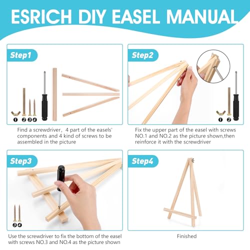 ESRICH 5 Pack 9In Wood Easels,Tabletop Painting Display Easels, Painting Party Easel, Kids Student Tabletop Easels for Painting,Portable Canvas Photo Picture Sign Holder - style: 9''-5PK