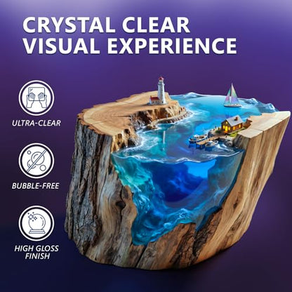 KISREL Deep Pour Epoxy Resin, 1.5 Gallon Epoxy Kit (2:1), 2-4 inch Pour Depths, Bubble Free, Low Odor, Crystal Clear Casting Resin Suitable for Tabletops, River Tables, Wood fillers, and Crafts - size: 1.5GALLON