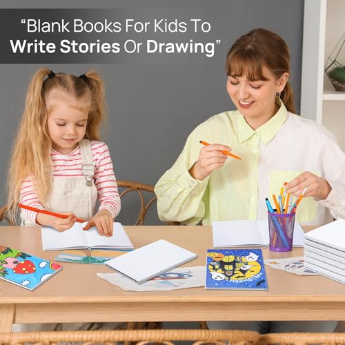 Hardcover Blank Book,100GSM White Blank Books for Kids to Write Stories,40 Pages 5x5 Inch Blank Page Journal Make Your Own Book Ideal for Teens Reading Writing Drawing Guestbook (12, White-5*5inch) - color: White-5*5inch