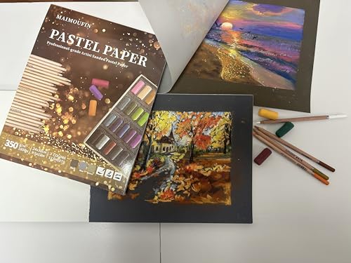 Soft Pastel Pencils 24 Colors & 12SHEET Sanded Pastel Pad