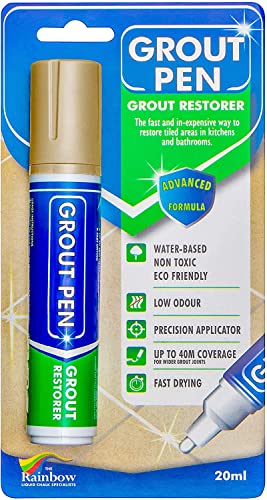 Grout Pen Beige Tile Paint Marker: Waterproof Grout Paint, Tile Grout Colorant and Sealer Pen - Beige, Wide 15mm Tip (20mL) - size: Wide Tip