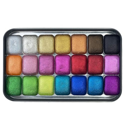 IUILE Handmade Watercolor Paints - Christmas Quarter Pan Set (21 colors) - color: Christmas