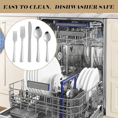 120PCS Windsor Silverware Set - Stainless Steel Silverware Set for 24 Kitchen Flatware Set Cutlery Set For Home Restaurant Hotel, Kitchen Dishwasher Safe Utensils Set Weddings, Parties, Gifts - size: 120PCS Flatware Set