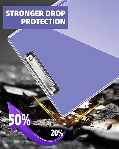Clearview Clipboard with 2 Storage, Dry Erase 8.5x11 Heavy Duty ClipBoards - High Capacity Coaches Clip Board with Pen Holder - Side Opening Plastic Nursing Clip Case (Light Purple) - color: Light Purple