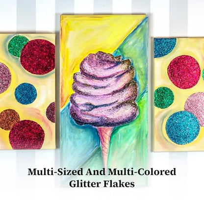 DecoArt Galaxy Glitter Rainbow Acrylic Paint Set – 9 Bottles (2 fl oz) – Bright Multicolor Glitter Paints for Crafting, Art Projects & Creative DIY Crafts - color: Rainbow Glitter